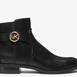 Michael Kors Carmen Ankle Black Boots with Gold Accent